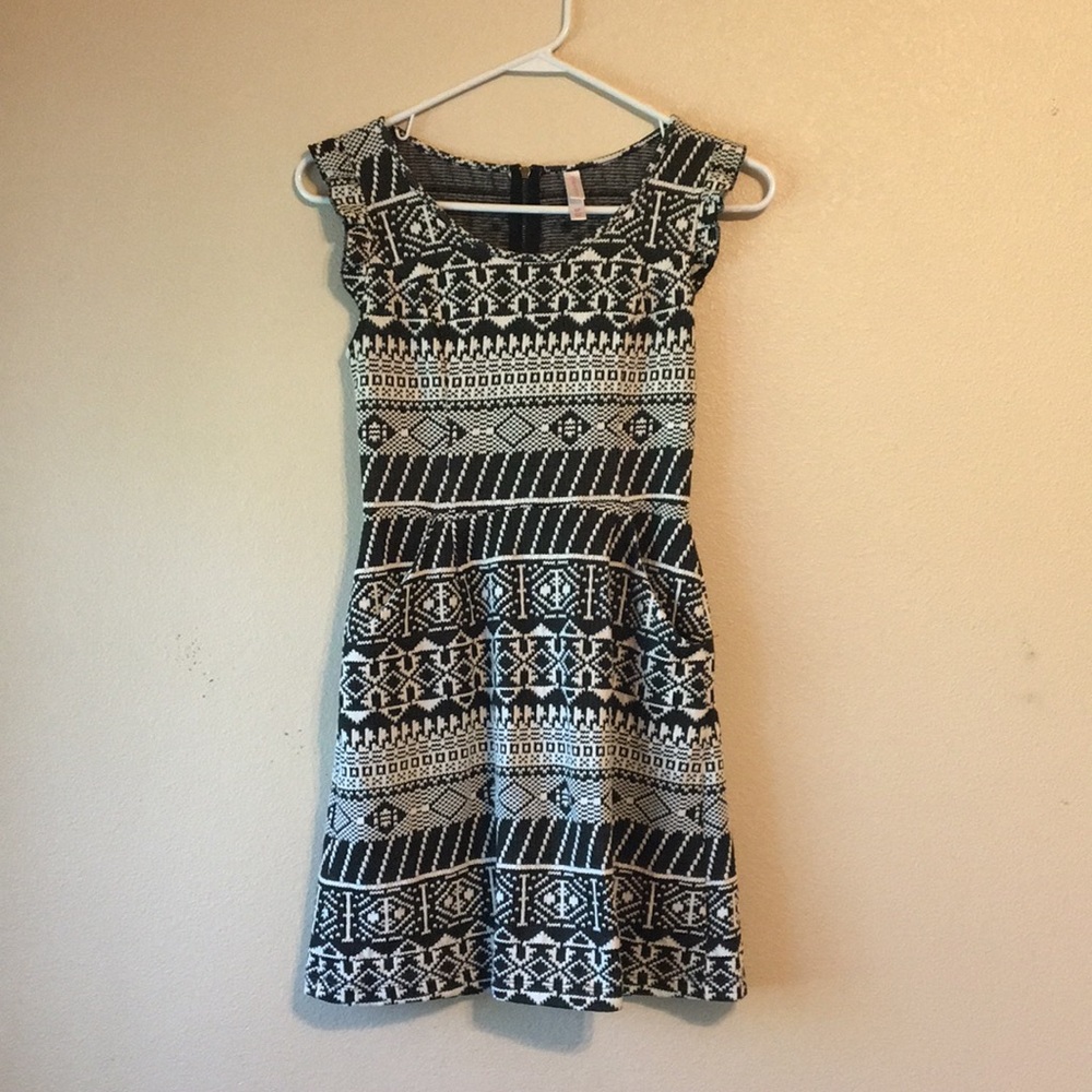 Geometric Black & White Mini Dress